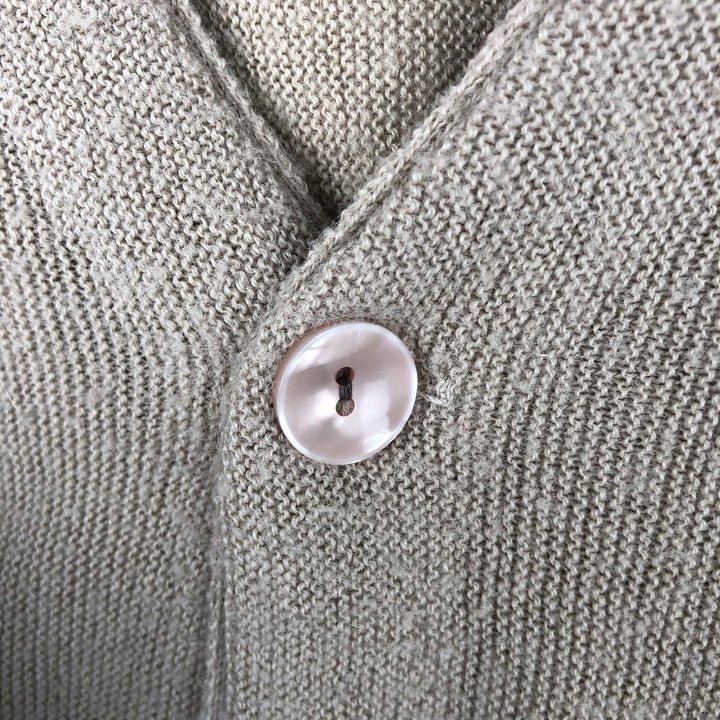 1970'S Lacoste IZOD Acrylic Knit Cardigan, Made in USA, Men's Size L (approx.), Vintage Oron Acrylic Beige type Vintage Second Hand