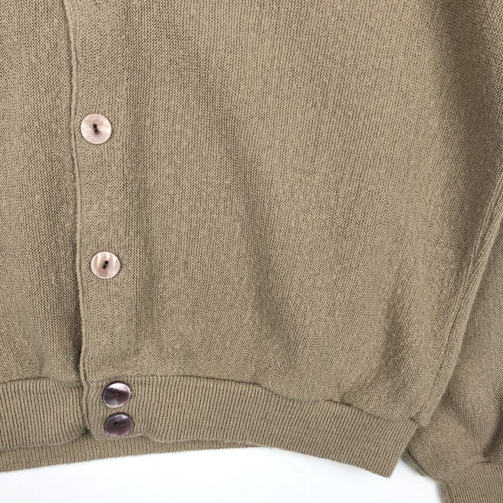 1970'S Lacoste IZOD Acrylic Knit Cardigan, Made in USA, Men's Size L (approx.), Vintage Oron Acrylic Beige type Vintage Second Hand
