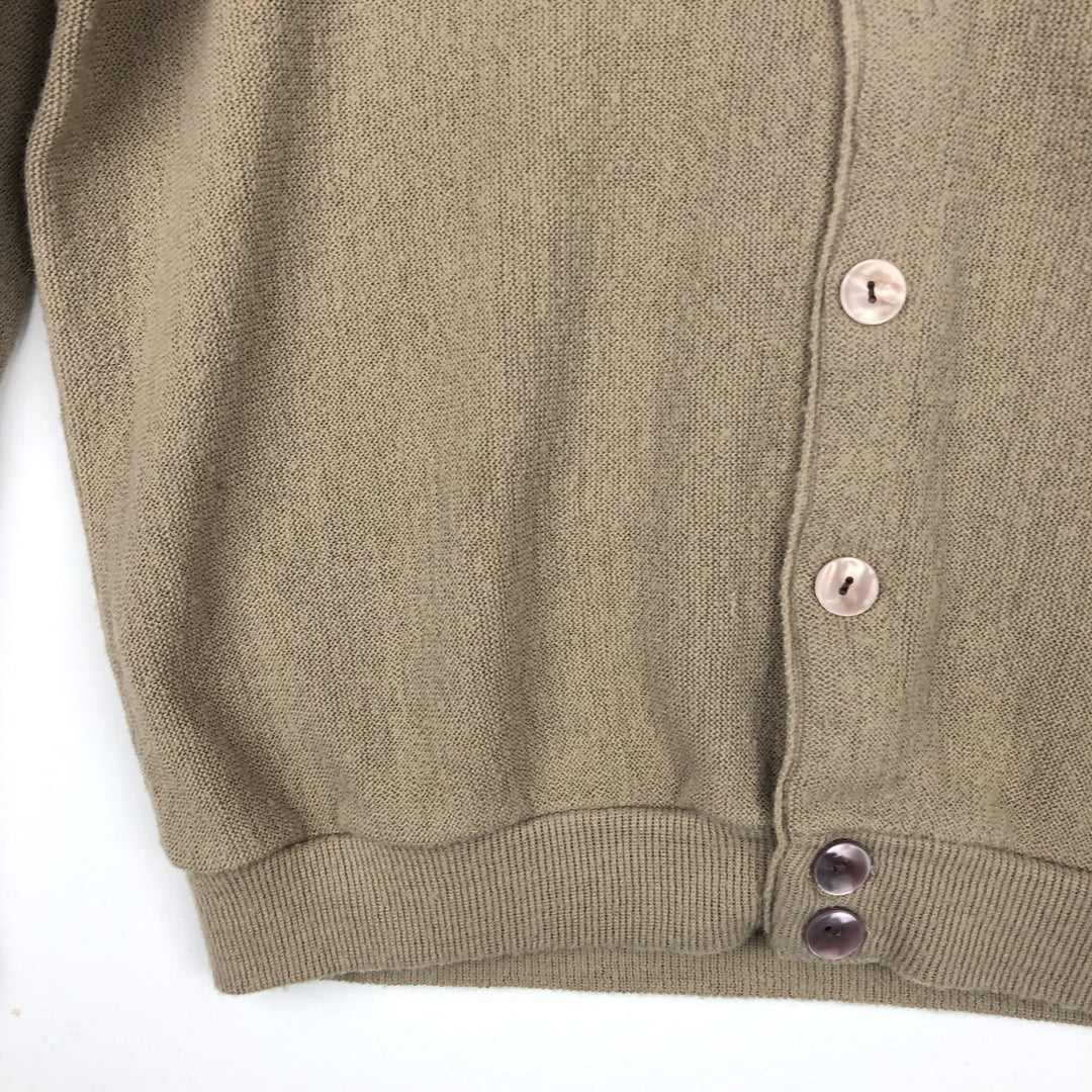 1970'S Lacoste IZOD Acrylic Knit Cardigan, Made in USA, Men's Size L (approx.), Vintage Oron Acrylic Beige type Vintage Second Hand