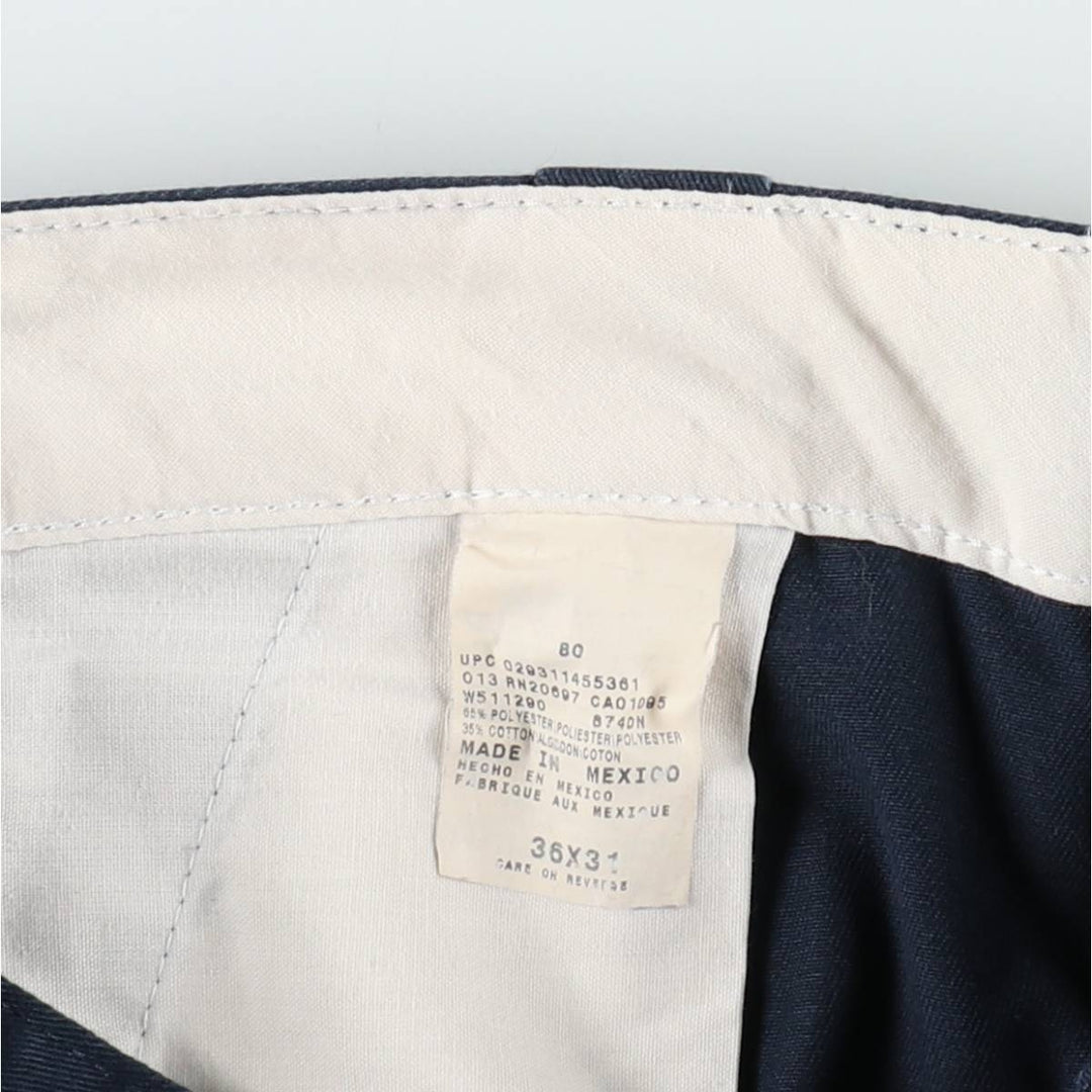 Dickies Work Pants Men's W36 polyester navy blue type Vintage Second Hand