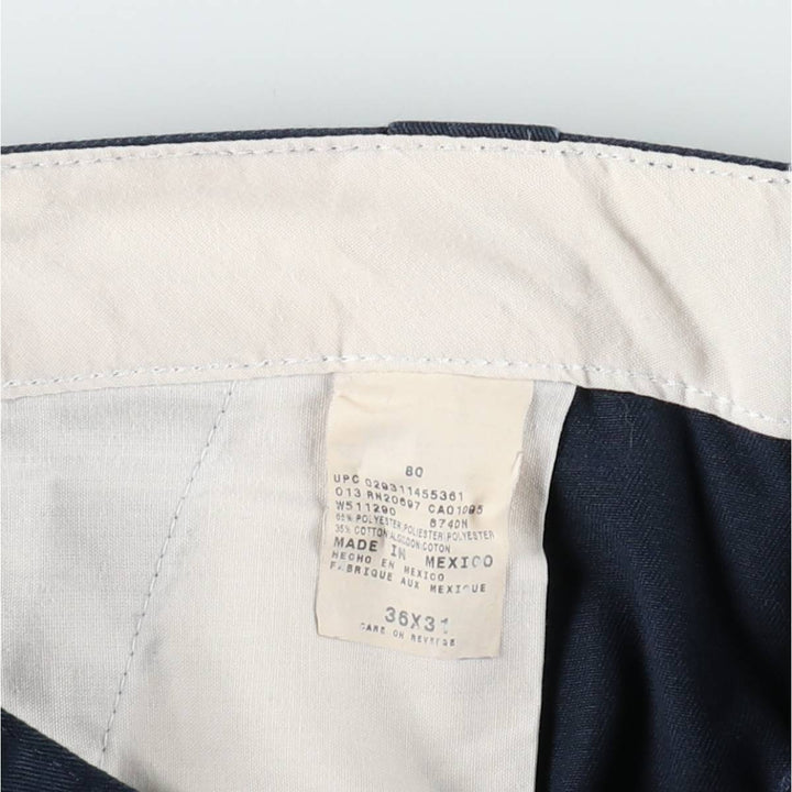 Dickies Work Pants Men's W36 polyester navy blue type Vintage Second Hand