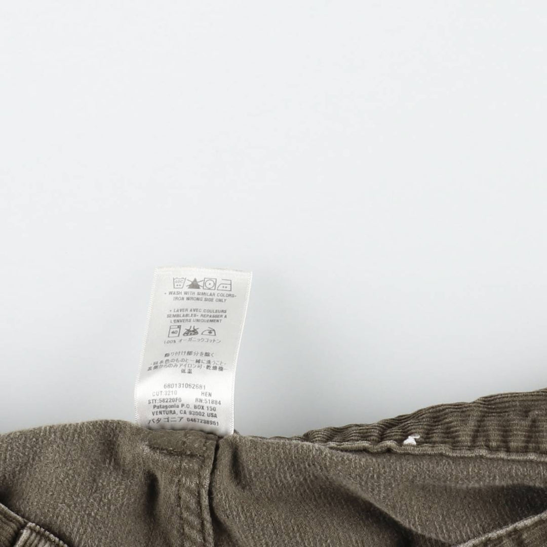 2000'S Patagonia Organic Cotton Corduroy Pants (58220F0), Men's Size W37 (approx.) Organic cotton brown type Vintage Second Hand