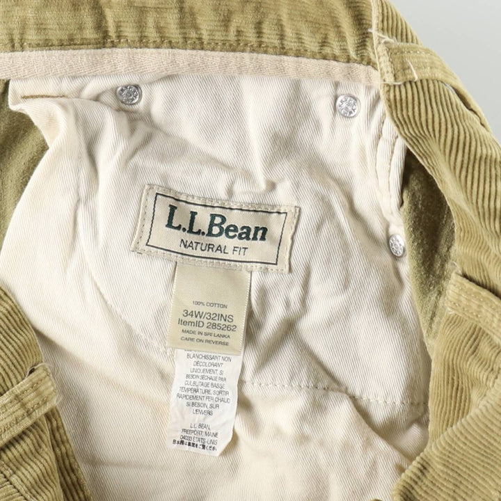 90s-00'S LLBean Natural Fit Corduroy Pants, Men's W34 (approx.), Vintage cotton Beige type Vintage Second Hand