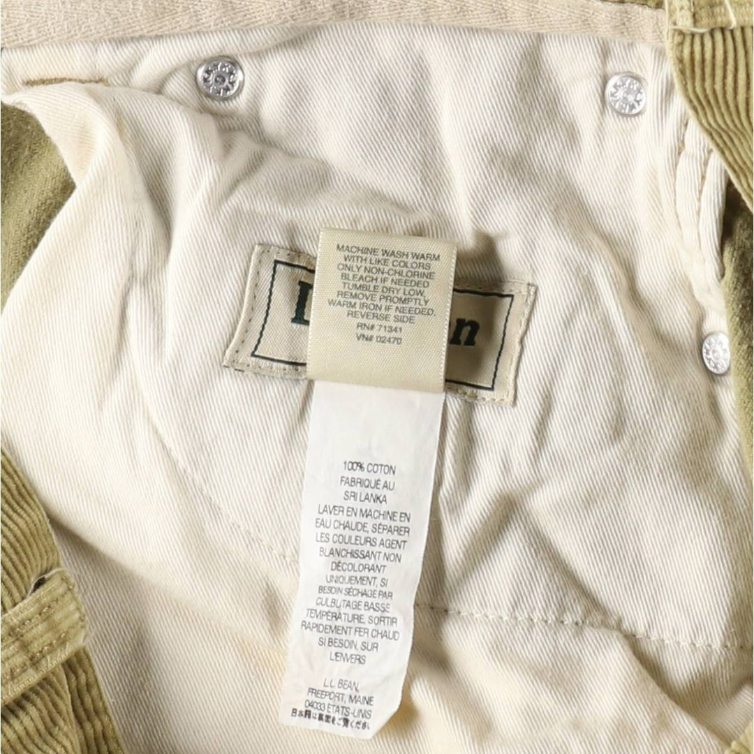 90s-00'S LLBean Natural Fit Corduroy Pants, Men's W34 (approx.), Vintage cotton Beige type Vintage Second Hand