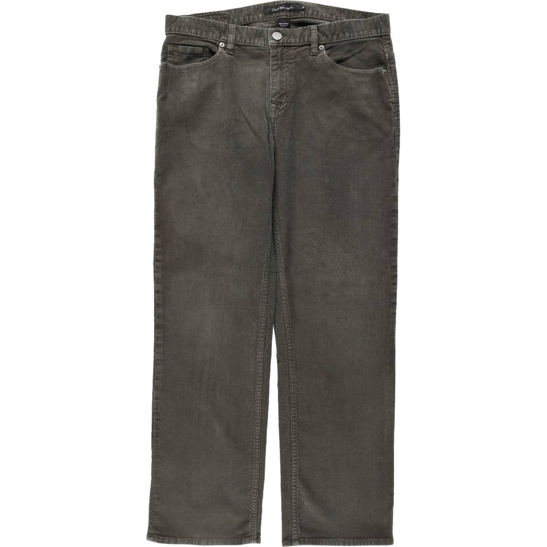 2000'S Calvin Klein Corduroy Jeans, Men's Size W36 (approx.) cotton Khaki type Vintage Second Hand