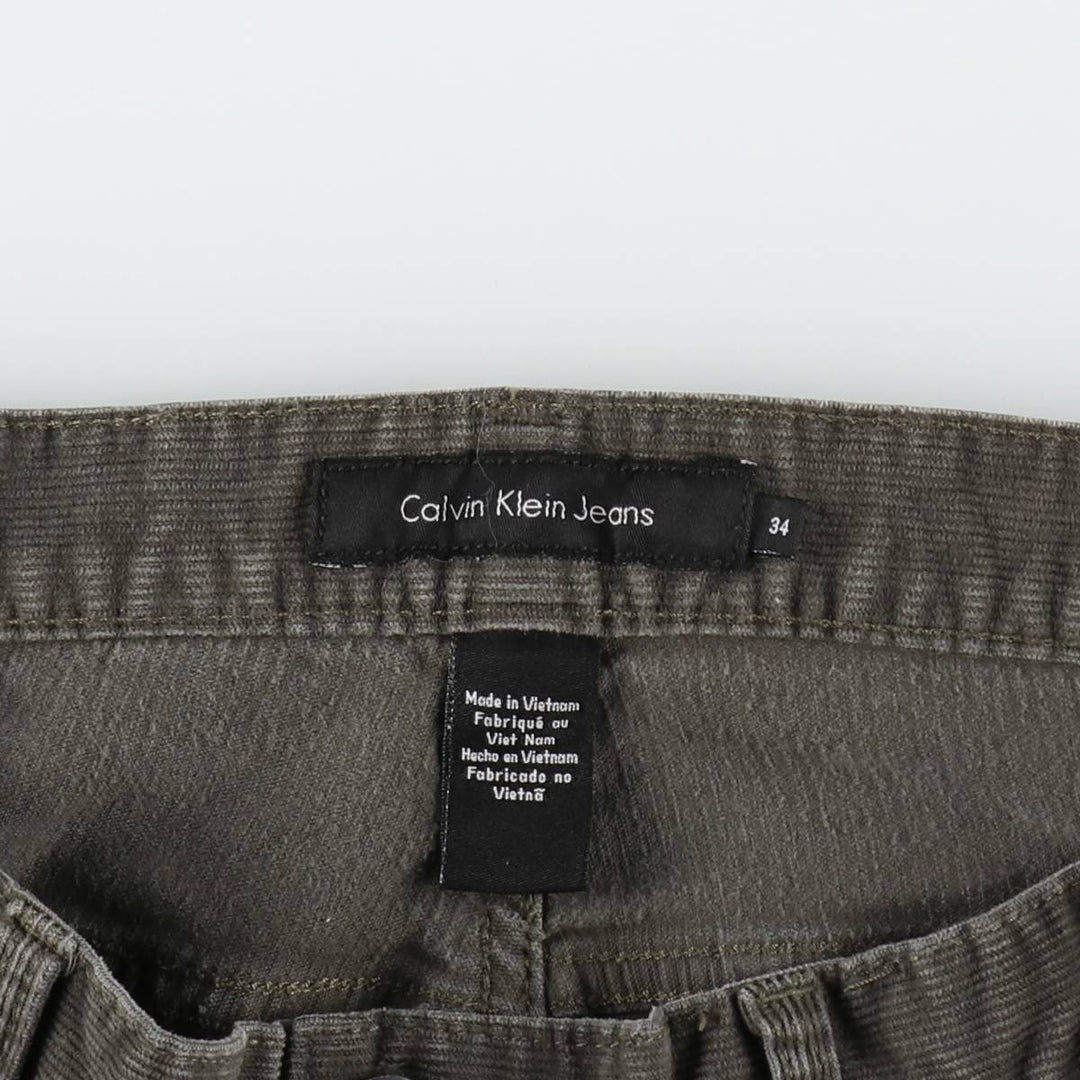 2000'S Calvin Klein Corduroy Jeans, Men's Size W36 (approx.) cotton Khaki type Vintage Second Hand