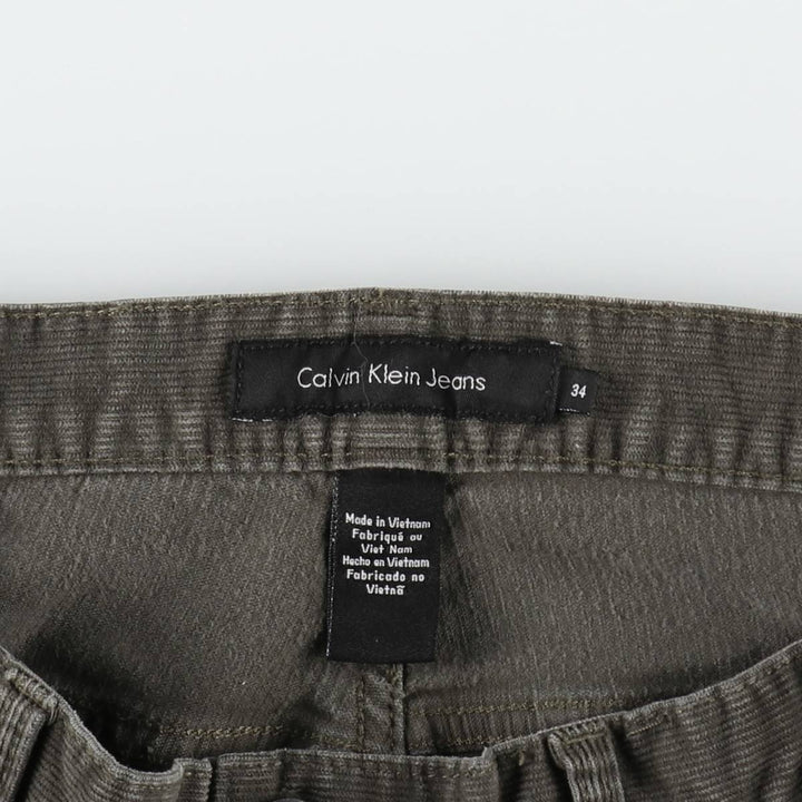 2000'S Calvin Klein Corduroy Jeans, Men's Size W36 (approx.) cotton Khaki type Vintage Second Hand