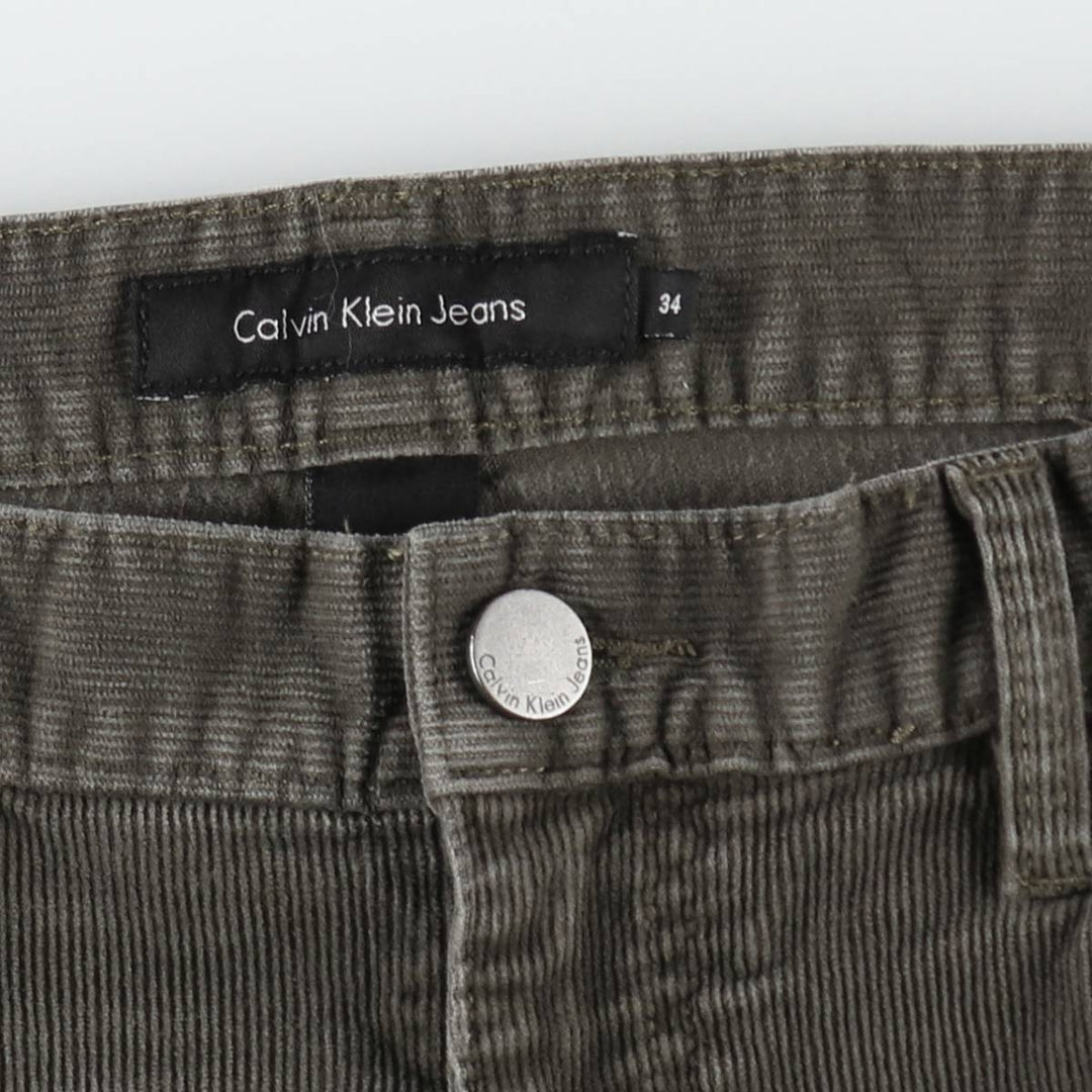 2000'S Calvin Klein Corduroy Jeans, Men's Size W36 (approx.) cotton Khaki type Vintage Second Hand