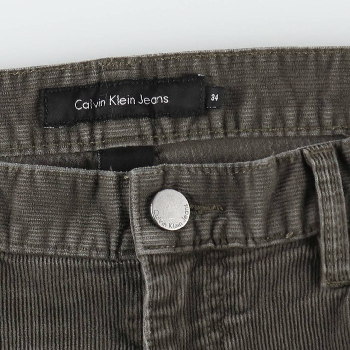 2000'S Calvin Klein Corduroy Jeans, Men's Size W36 (approx.) cotton Khaki type Vintage Second Hand