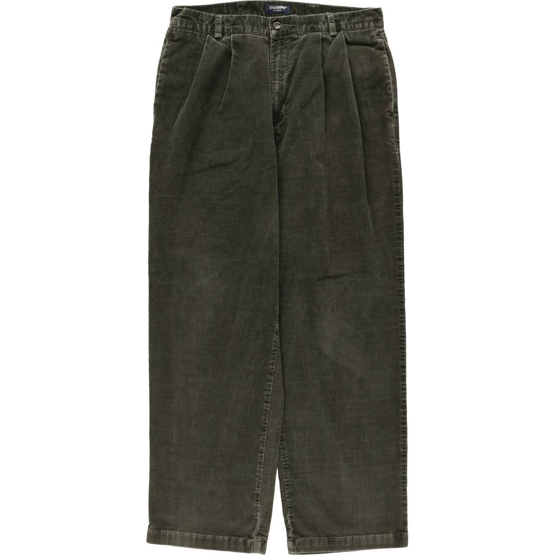~2000'S Dockers Khakis Classic Fit Two-Pleat Corduroy Pants, Men's Size W32 (approx.) unclear Khaki type Vintage Second Hand