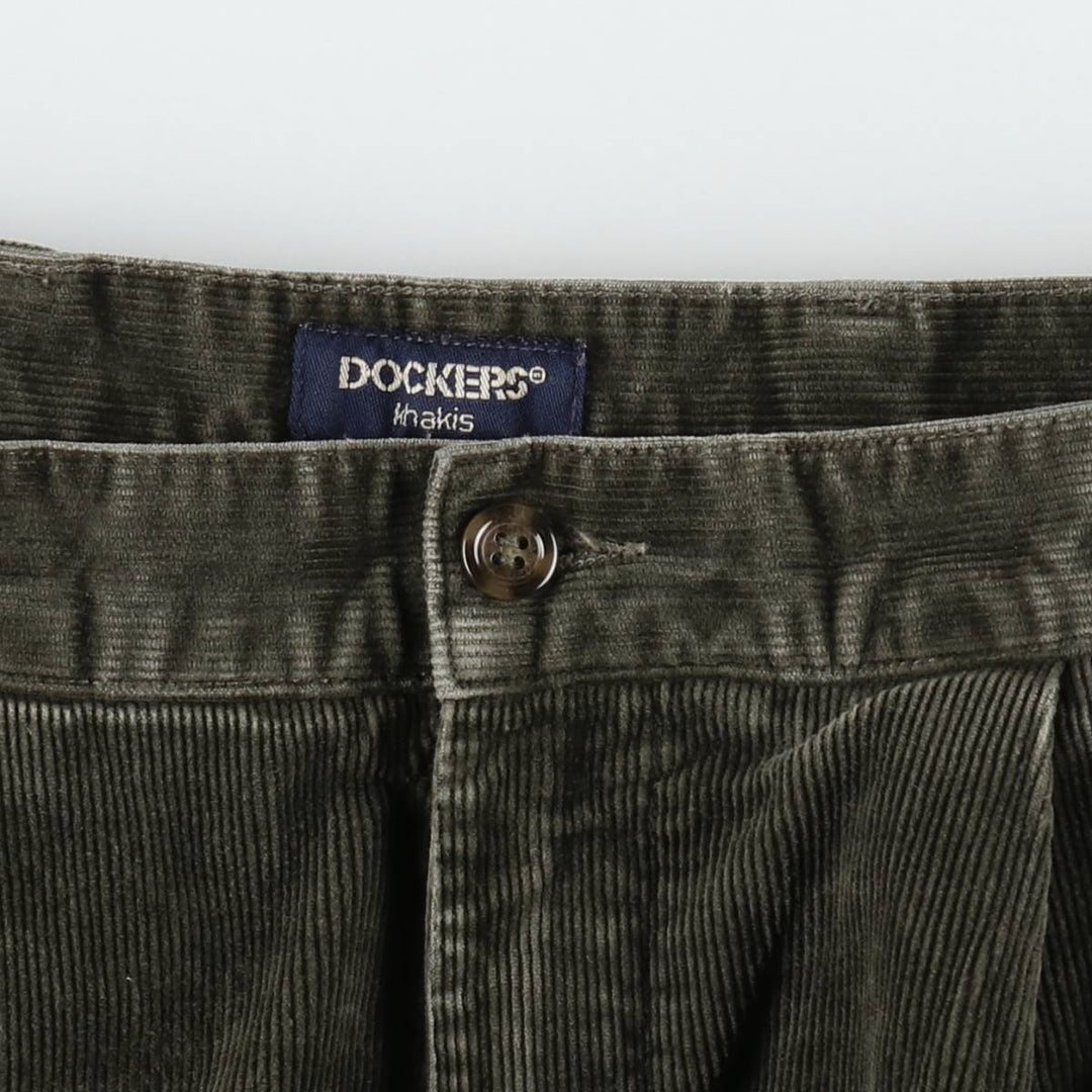~2000'S Dockers Khakis Classic Fit Two-Pleat Corduroy Pants, Men's Size W32 (approx.) unclear Khaki type Vintage Second Hand