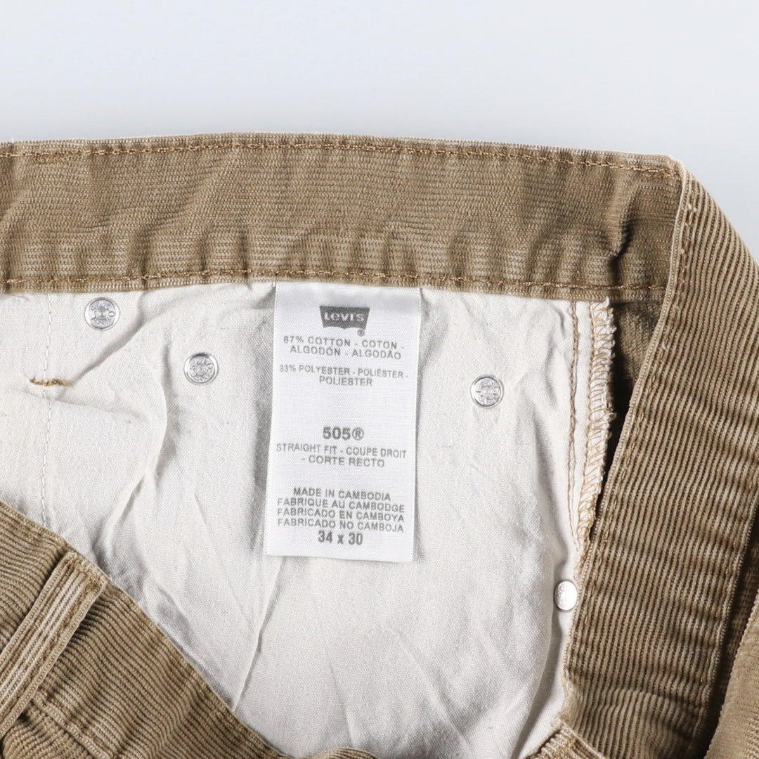 Levi's 505 Straight Fit Corduroy Pants, Men's Size W36 (approx.) cotton Beige type Vintage Second Hand