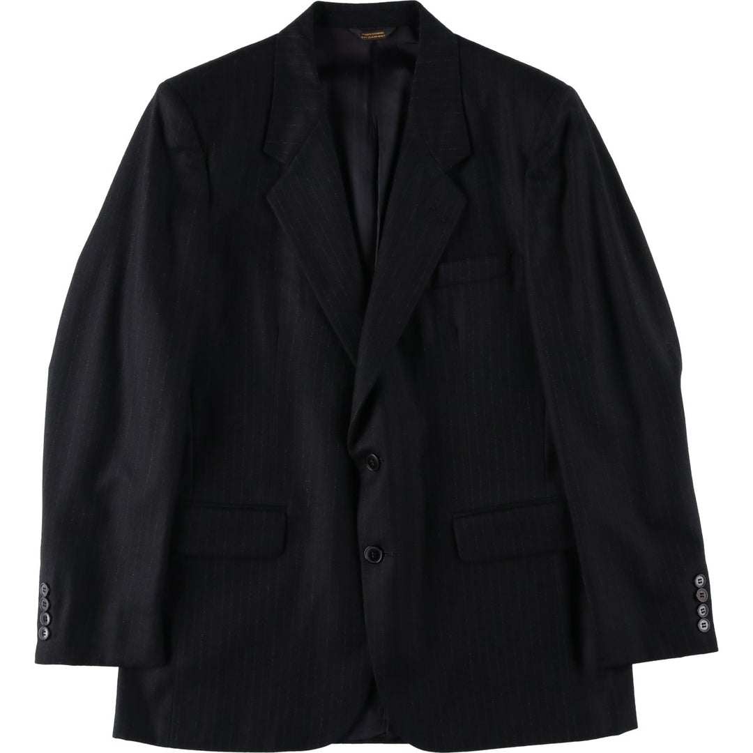 Daniel Hechter Bullocks Stripe Pattern Wool Tailored Jacket, Made in USA, Men's Size L (approx.) wool black type Vintage Second Hand