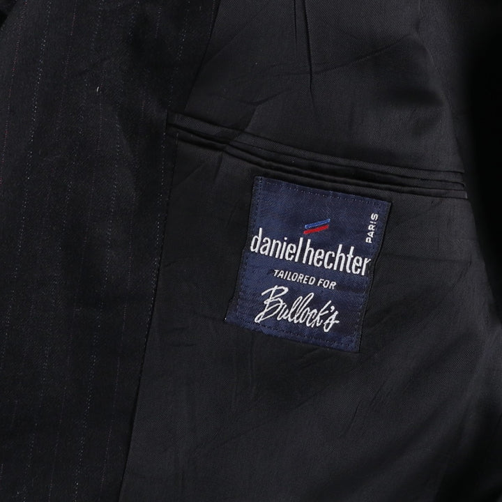Daniel Hechter Bullocks Stripe Pattern Wool Tailored Jacket, Made in USA, Men's Size L (approx.) wool black type Vintage Second Hand