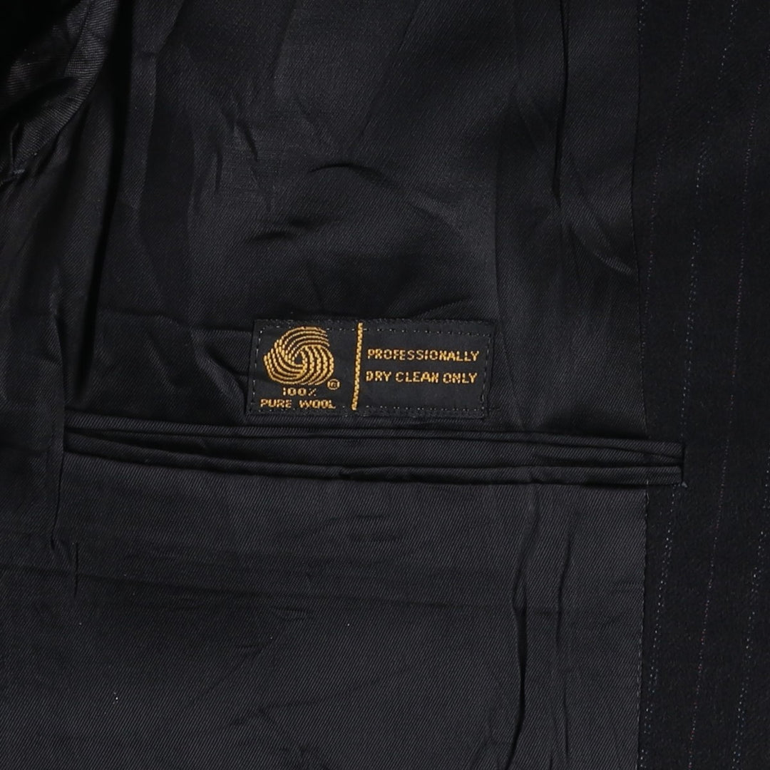 Daniel Hechter Bullocks Stripe Pattern Wool Tailored Jacket, Made in USA, Men's Size L (approx.) wool black type Vintage Second Hand