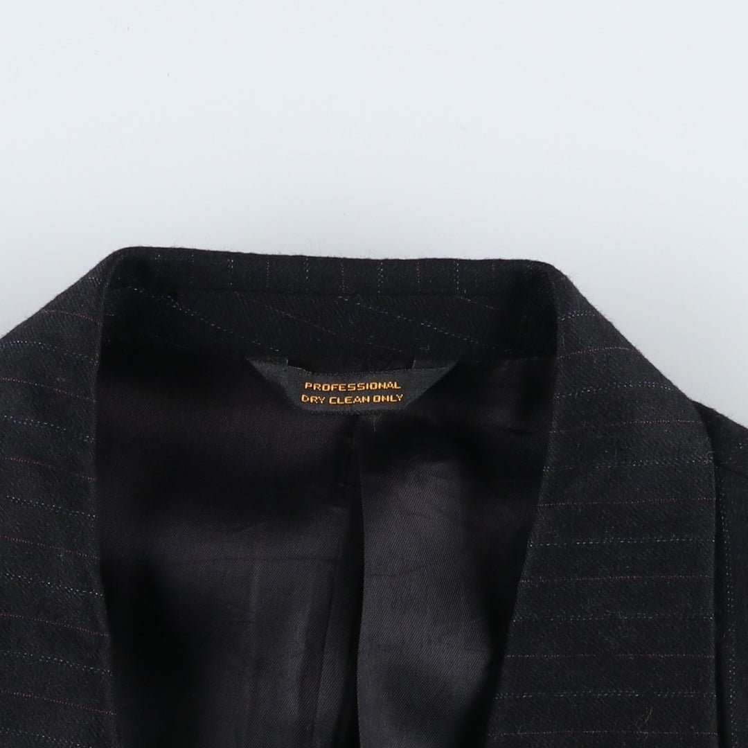 Daniel Hechter Bullocks Stripe Pattern Wool Tailored Jacket, Made in USA, Men's Size L (approx.) wool black type Vintage Second Hand
