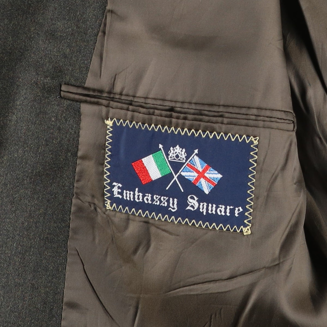 Embassy Square Wool Tailored Jacket, Made in USA, Men's Size M (approx.) wool Khaki type Vintage Second Hand