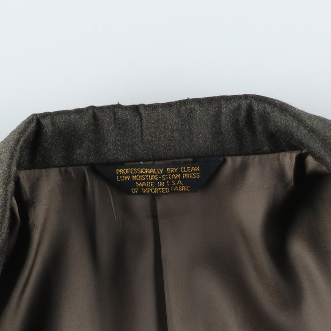 Embassy Square Wool Tailored Jacket, Made in USA, Men's Size M (approx.) wool Khaki type Vintage Second Hand