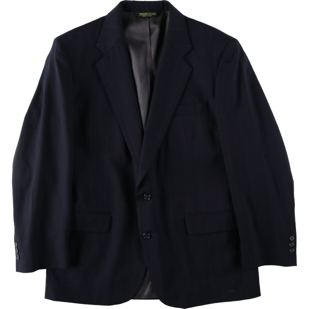 EXECUTIVE COLLECTION Stripe Pattern Wool Tailored Jacket, Made in USA, Men's XL equivalent. wool navy blue type Vintage Second Hand