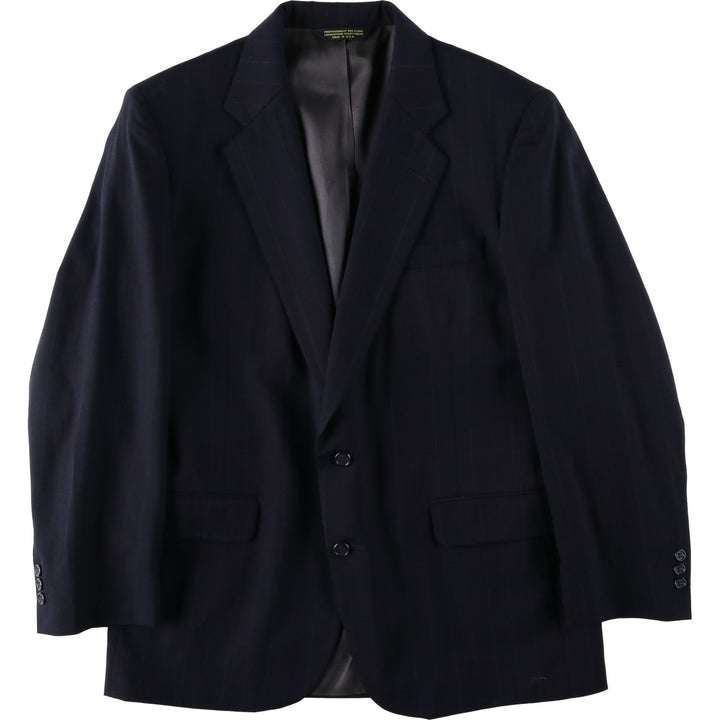 EXECUTIVE COLLECTION Stripe Pattern Wool Tailored Jacket, Made in USA, Men's XL equivalent. wool navy blue type Vintage Second Hand