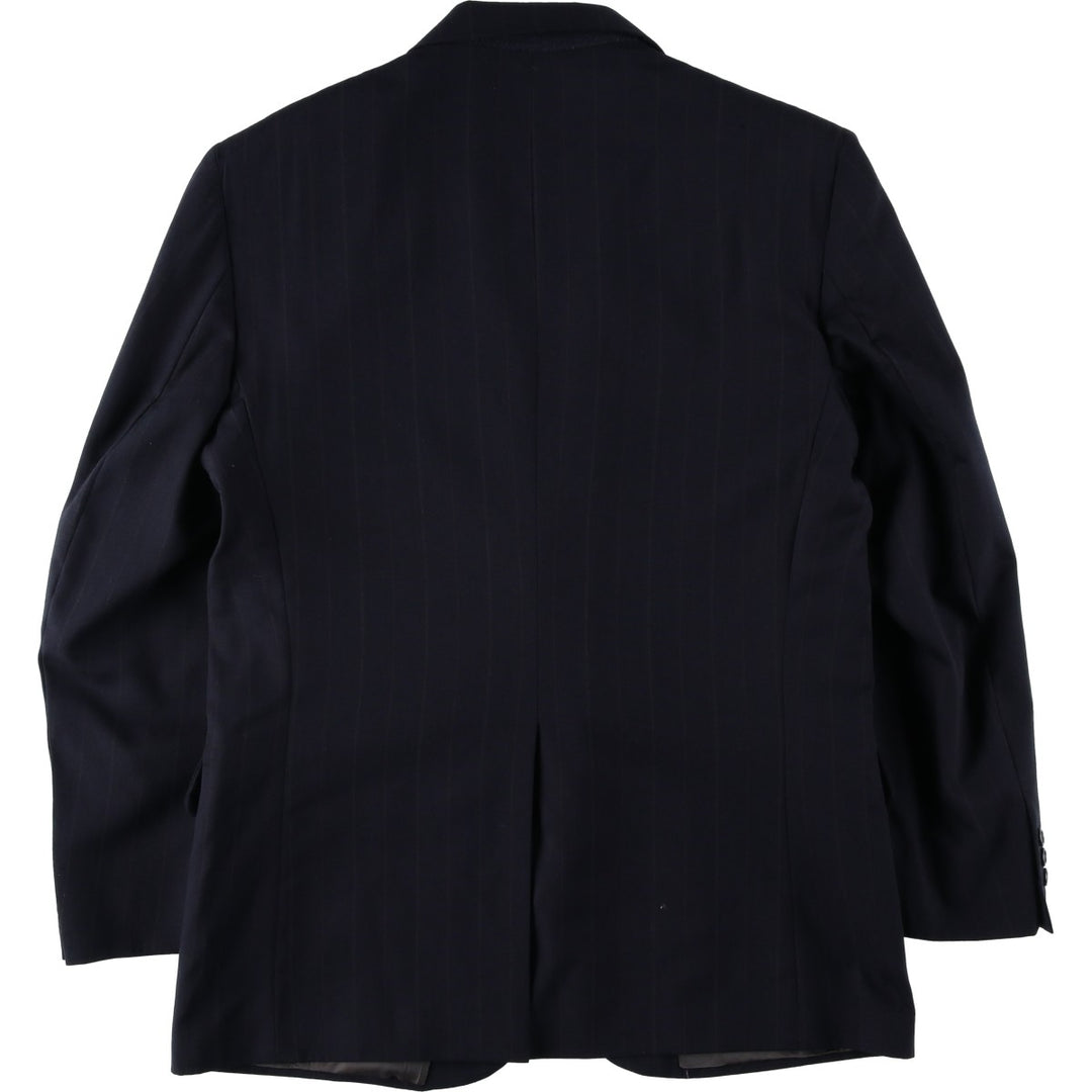 EXECUTIVE COLLECTION Stripe Pattern Wool Tailored Jacket, Made in USA, Men's XL equivalent. wool navy blue type Vintage Second Hand