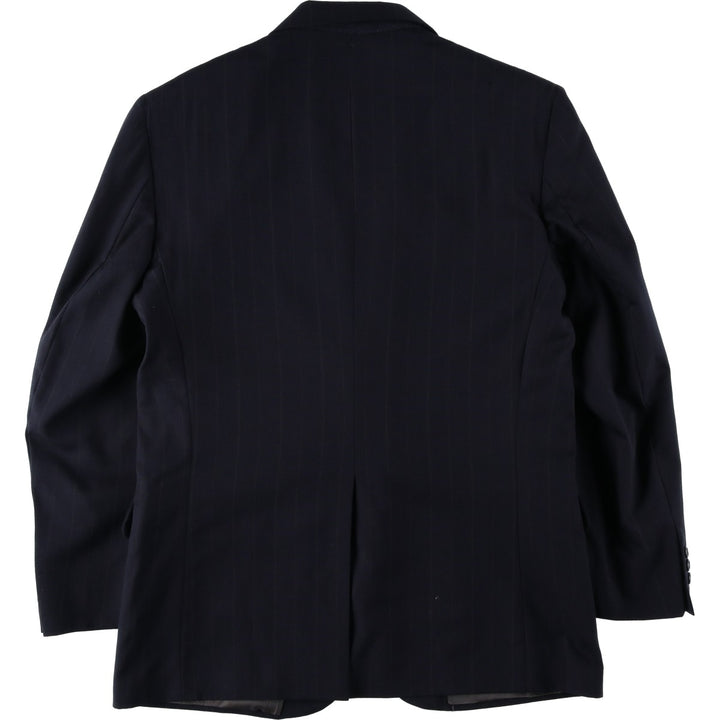 EXECUTIVE COLLECTION Stripe Pattern Wool Tailored Jacket, Made in USA, Men's XL equivalent. wool navy blue type Vintage Second Hand