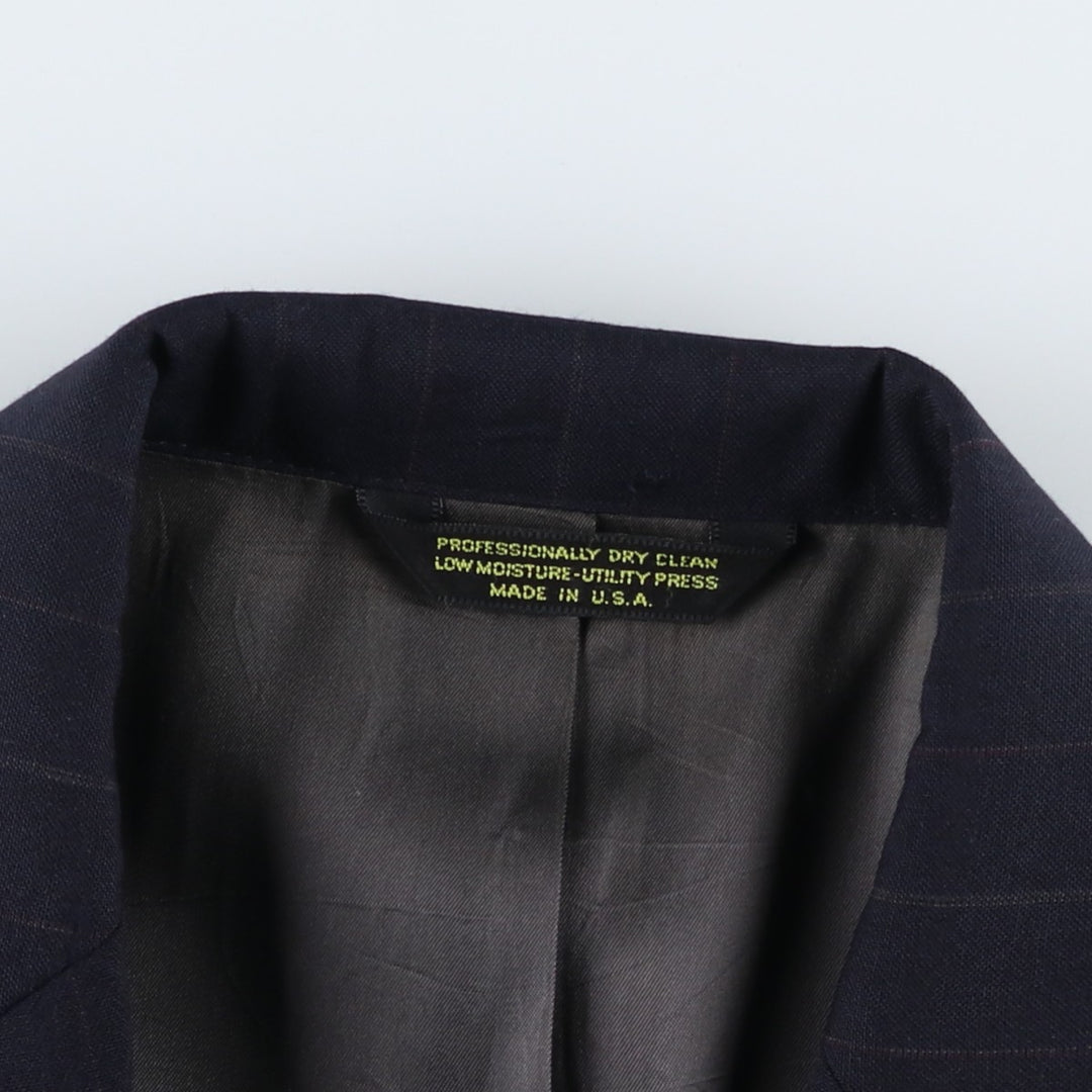 EXECUTIVE COLLECTION Stripe Pattern Wool Tailored Jacket, Made in USA, Men's XL equivalent. wool navy blue type Vintage Second Hand