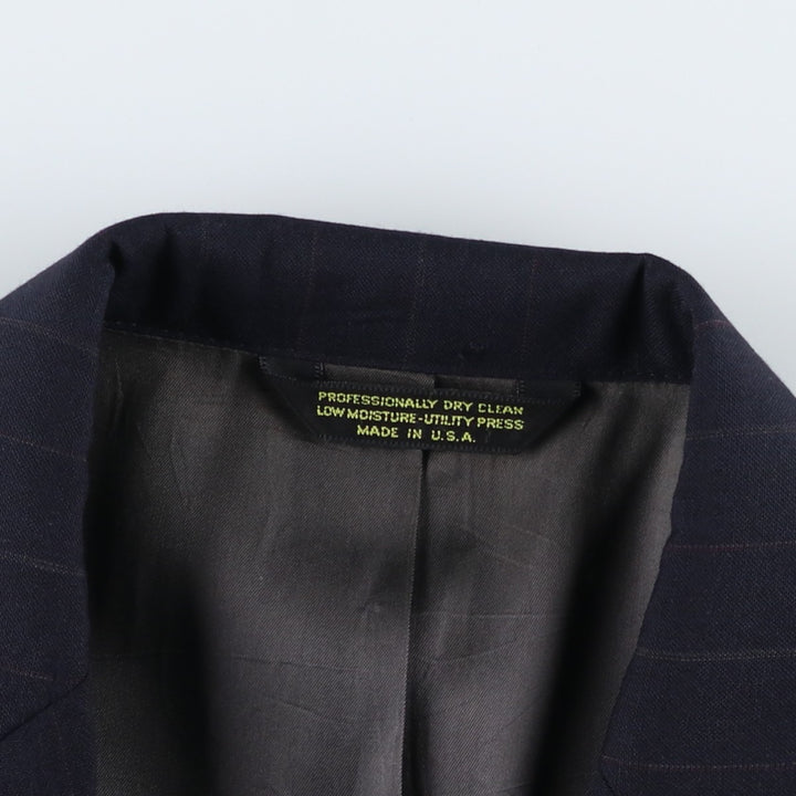 EXECUTIVE COLLECTION Stripe Pattern Wool Tailored Jacket, Made in USA, Men's XL equivalent. wool navy blue type Vintage Second Hand