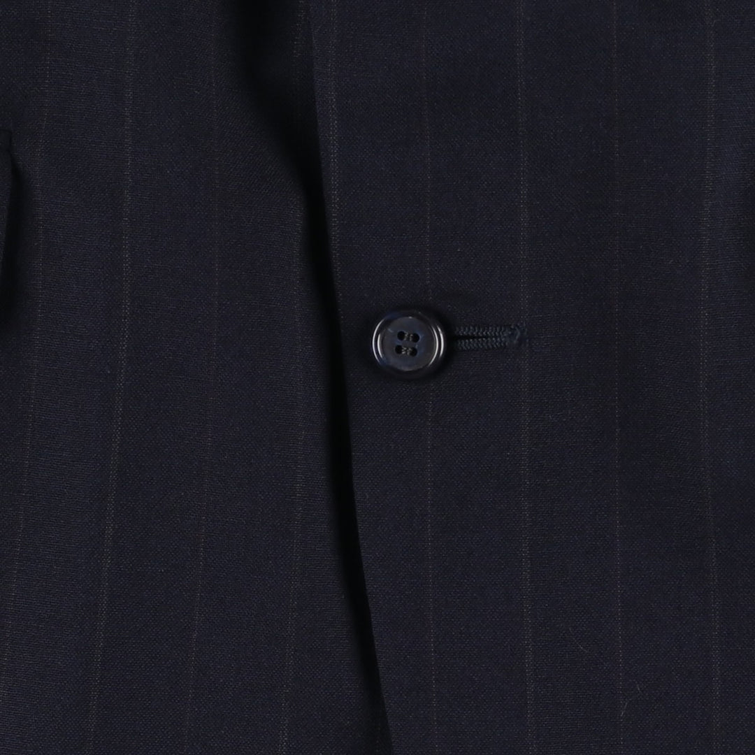 EXECUTIVE COLLECTION Stripe Pattern Wool Tailored Jacket, Made in USA, Men's XL equivalent. wool navy blue type Vintage Second Hand