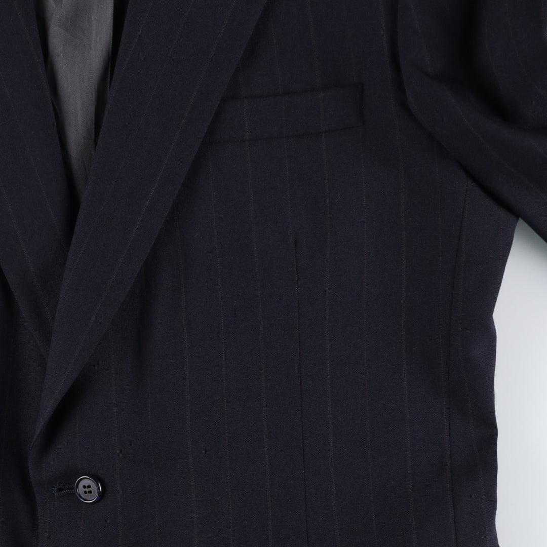 EXECUTIVE COLLECTION Stripe Pattern Wool Tailored Jacket, Made in USA, Men's XL equivalent. wool navy blue type Vintage Second Hand