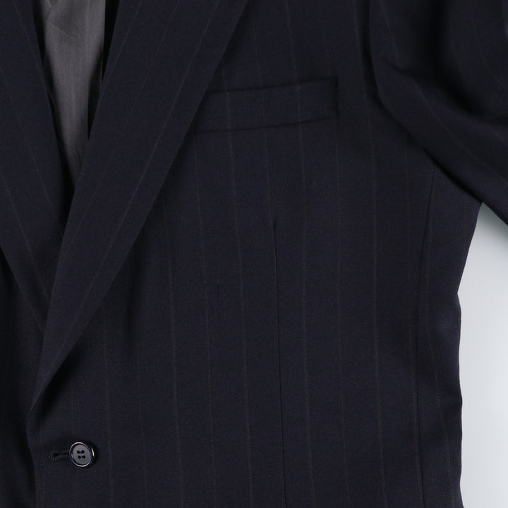 EXECUTIVE COLLECTION Stripe Pattern Wool Tailored Jacket, Made in USA, Men's XL equivalent. wool navy blue type Vintage Second Hand