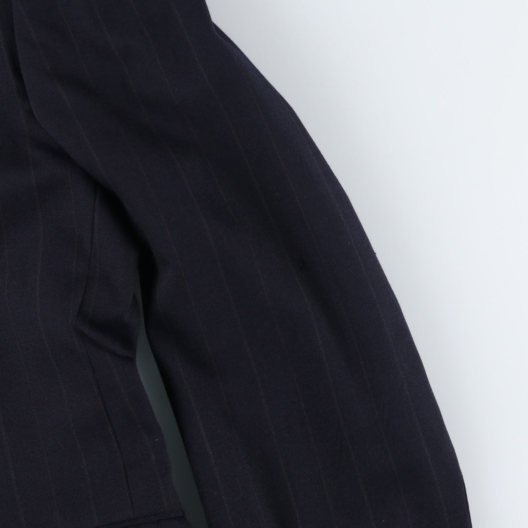 EXECUTIVE COLLECTION Stripe Pattern Wool Tailored Jacket, Made in USA, Men's XL equivalent. wool navy blue type Vintage Second Hand