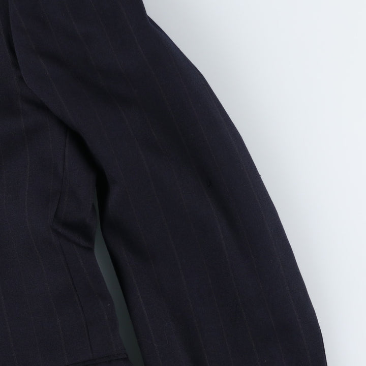 EXECUTIVE COLLECTION Stripe Pattern Wool Tailored Jacket, Made in USA, Men's XL equivalent. wool navy blue type Vintage Second Hand