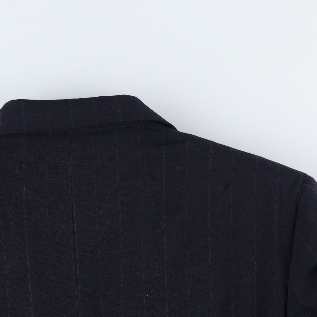EXECUTIVE COLLECTION Stripe Pattern Wool Tailored Jacket, Made in USA, Men's XL equivalent. wool navy blue type Vintage Second Hand