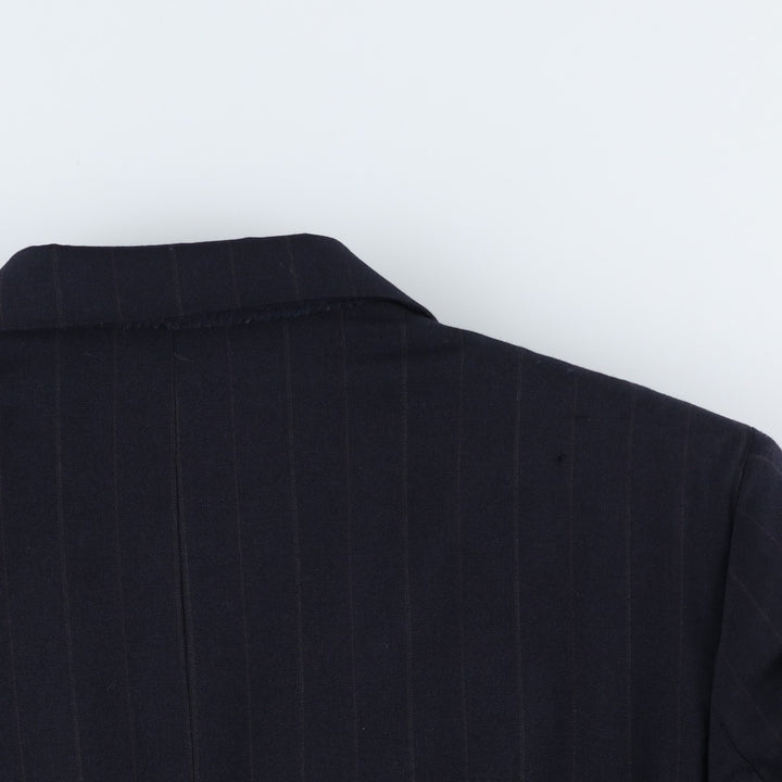 EXECUTIVE COLLECTION Stripe Pattern Wool Tailored Jacket, Made in USA, Men's XL equivalent. wool navy blue type Vintage Second Hand
