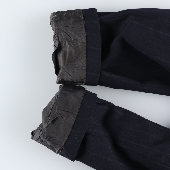EXECUTIVE COLLECTION Stripe Pattern Wool Tailored Jacket, Made in USA, Men's XL equivalent. wool navy blue type Vintage Second Hand