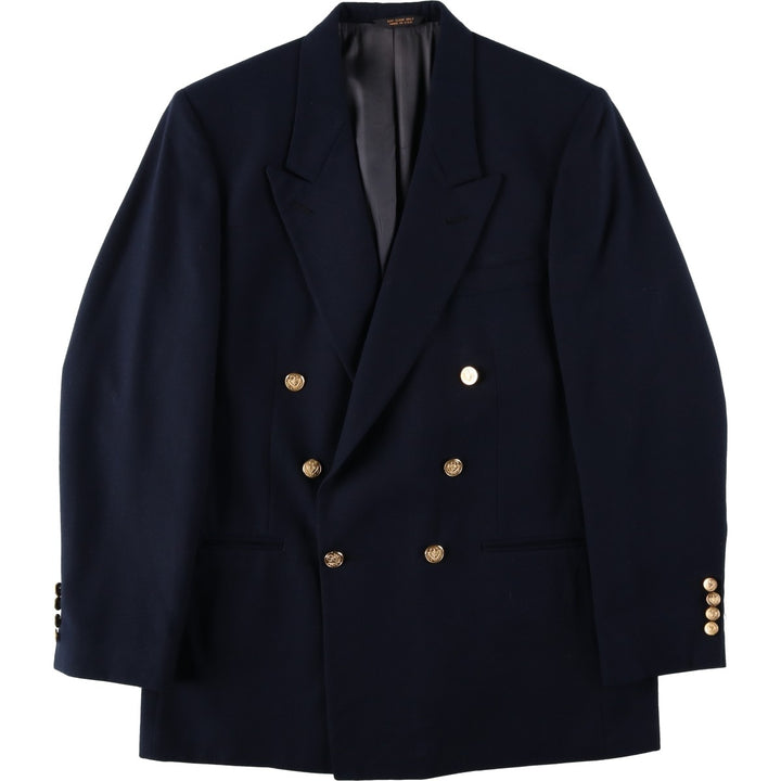 Today's Man Double-Breasted Peaked Lapel Navy Blazer Tailored Jacket, Made in USA, Men's Size M (approx.) unclear navy blue type Vintage Second Hand