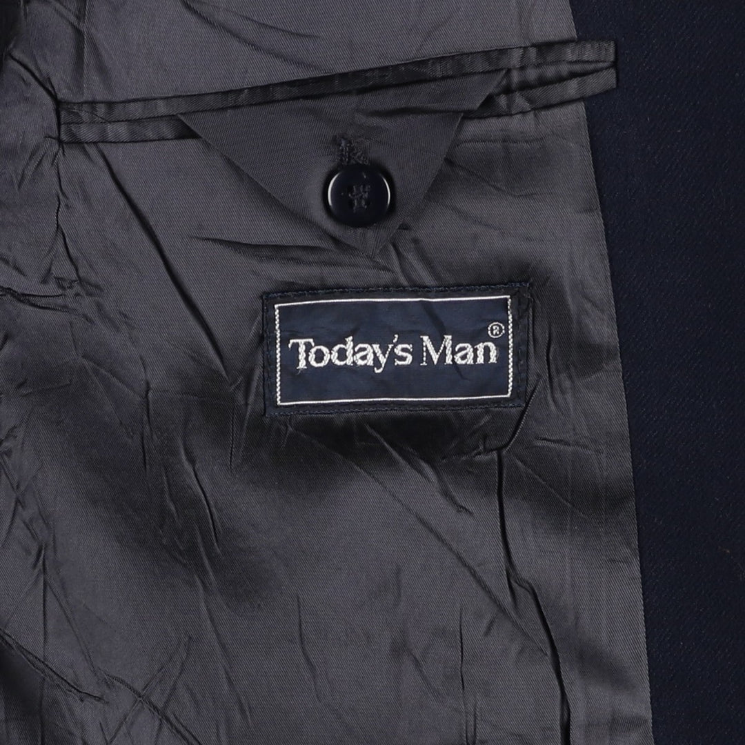 Today's Man Double-Breasted Peaked Lapel Navy Blazer Tailored Jacket, Made in USA, Men's Size M (approx.) unclear navy blue type Vintage Second Hand