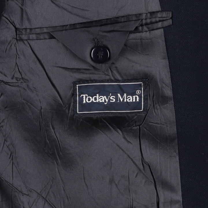 Today's Man Double-Breasted Peaked Lapel Navy Blazer Tailored Jacket, Made in USA, Men's Size M (approx.) unclear navy blue type Vintage Second Hand