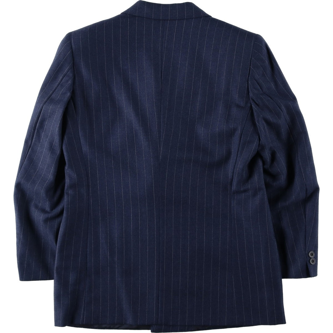 Jocelyn Stripe Pattern Double-Breasted Peaked Lapel Blazer Tailored Jacket, Made in Italy, Men's Size M unclear navy blue type Vintage Second Hand