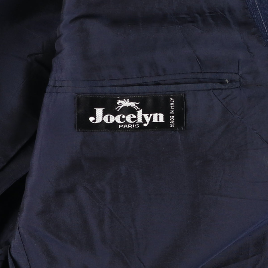 Jocelyn Stripe Pattern Double-Breasted Peaked Lapel Blazer Tailored Jacket, Made in Italy, Men's Size M unclear navy blue type Vintage Second Hand