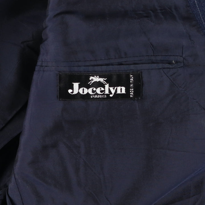 Jocelyn Stripe Pattern Double-Breasted Peaked Lapel Blazer Tailored Jacket, Made in Italy, Men's Size M unclear navy blue type Vintage Second Hand