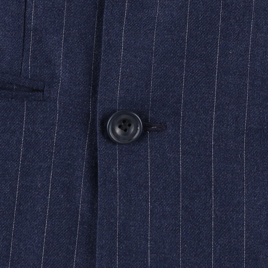 Jocelyn Stripe Pattern Double-Breasted Peaked Lapel Blazer Tailored Jacket, Made in Italy, Men's Size M unclear navy blue type Vintage Second Hand
