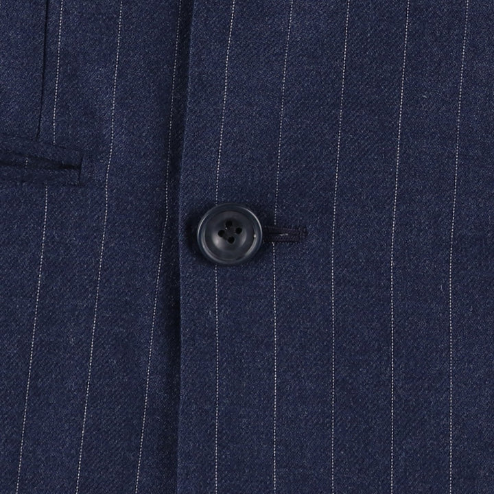 Jocelyn Stripe Pattern Double-Breasted Peaked Lapel Blazer Tailored Jacket, Made in Italy, Men's Size M unclear navy blue type Vintage Second Hand