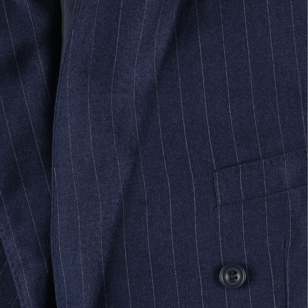 Jocelyn Stripe Pattern Double-Breasted Peaked Lapel Blazer Tailored Jacket, Made in Italy, Men's Size M unclear navy blue type Vintage Second Hand