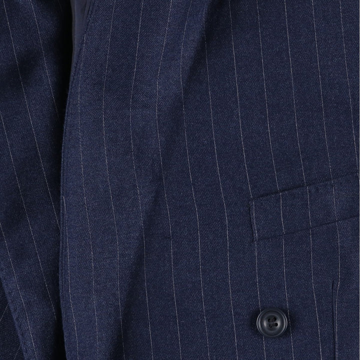 Jocelyn Stripe Pattern Double-Breasted Peaked Lapel Blazer Tailored Jacket, Made in Italy, Men's Size M unclear navy blue type Vintage Second Hand
