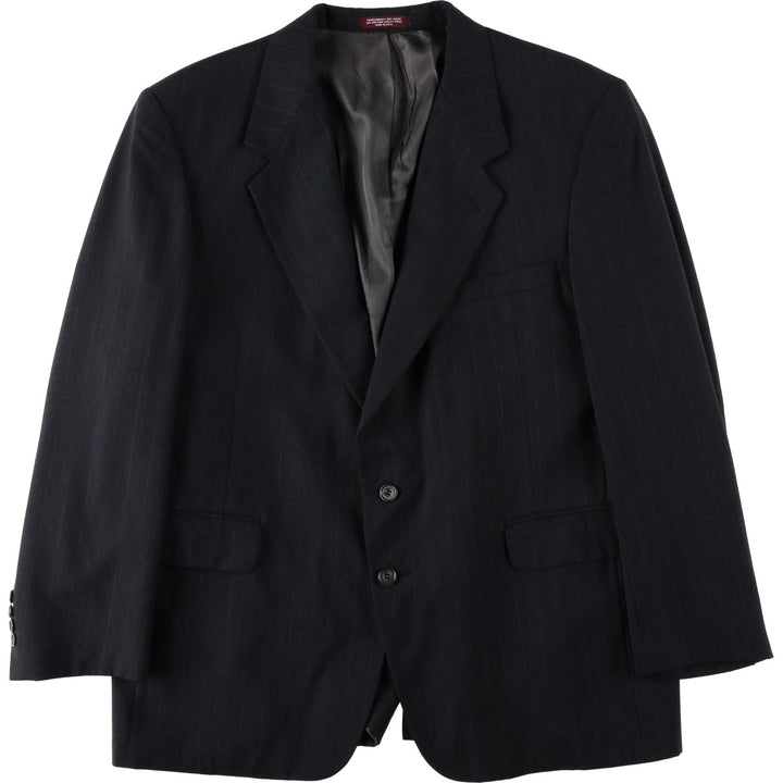 EVAN-PICONE Striped Wool Tailored Jacket, Made in USA, Men's Size L wool Charcoal Vintage Second Hand