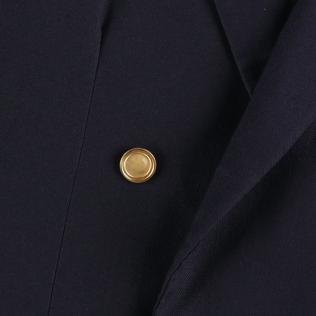 Hunting Horn Peak Lapel Double-Breasted Navy Blazer Tailored Jacket, Made in USA, Men's Size M unclear navy blue type Vintage Second Hand