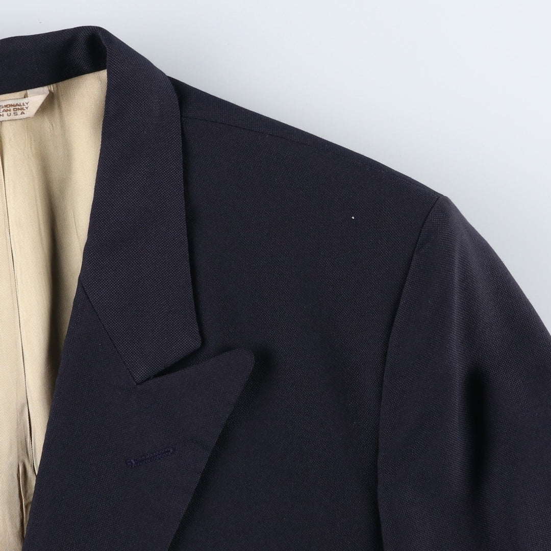 Hunting Horn Peak Lapel Double-Breasted Navy Blazer Tailored Jacket, Made in USA, Men's Size M unclear navy blue type Vintage Second Hand
