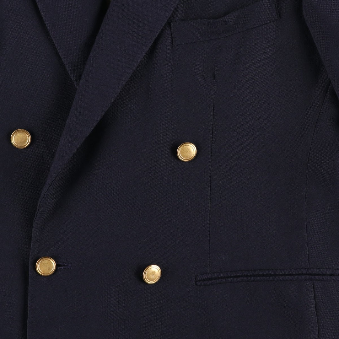 Hunting Horn Peak Lapel Double-Breasted Navy Blazer Tailored Jacket, Made in USA, Men's Size M unclear navy blue type Vintage Second Hand